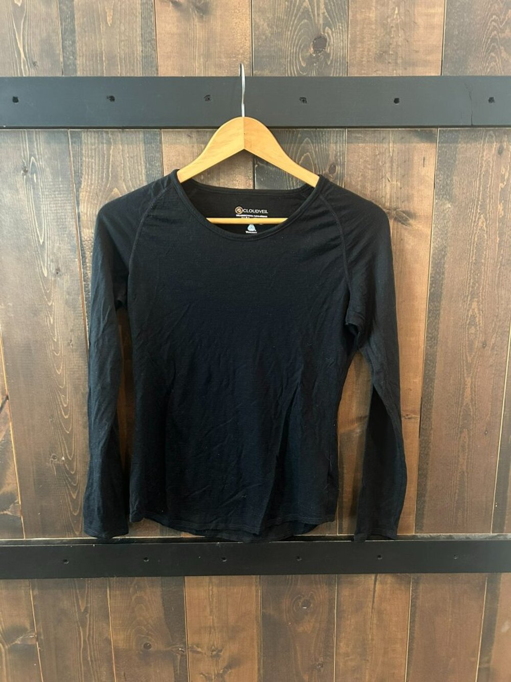 Cloudveil 100% Merino Wool 🐑 Long Sleeve Black Top Women’s Size M
